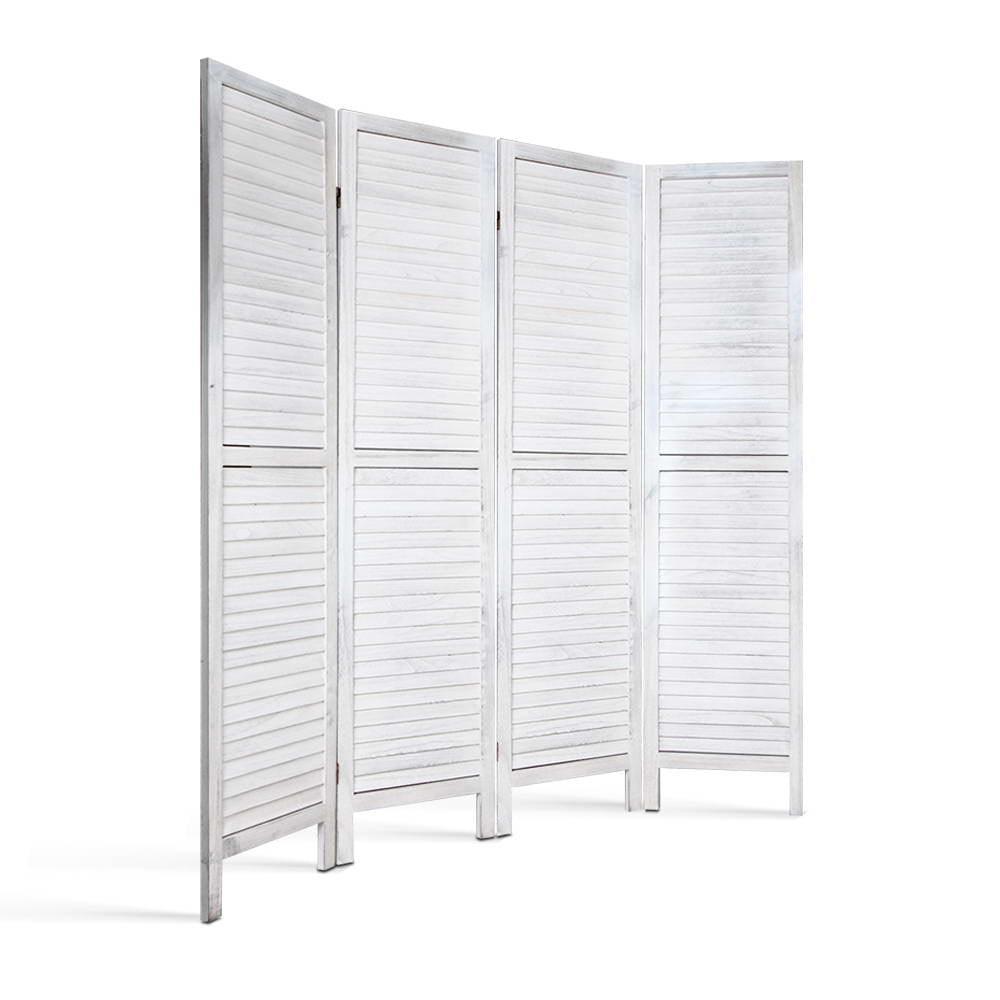 Artiss 4 Panel Foldable Wooden Room Divider - White - John Cootes