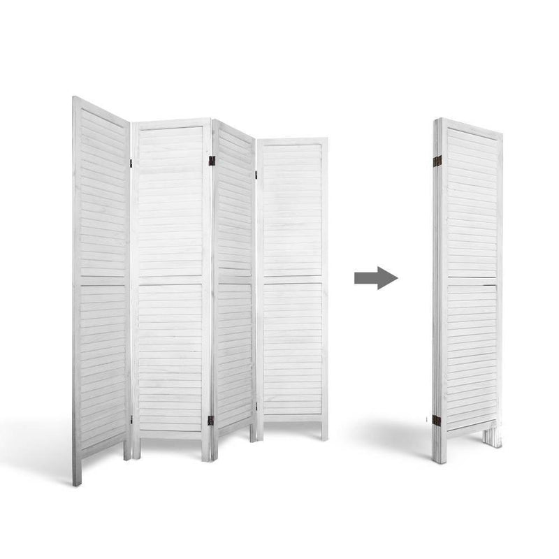 Artiss 4 Panel Foldable Wooden Room Divider - White - John Cootes