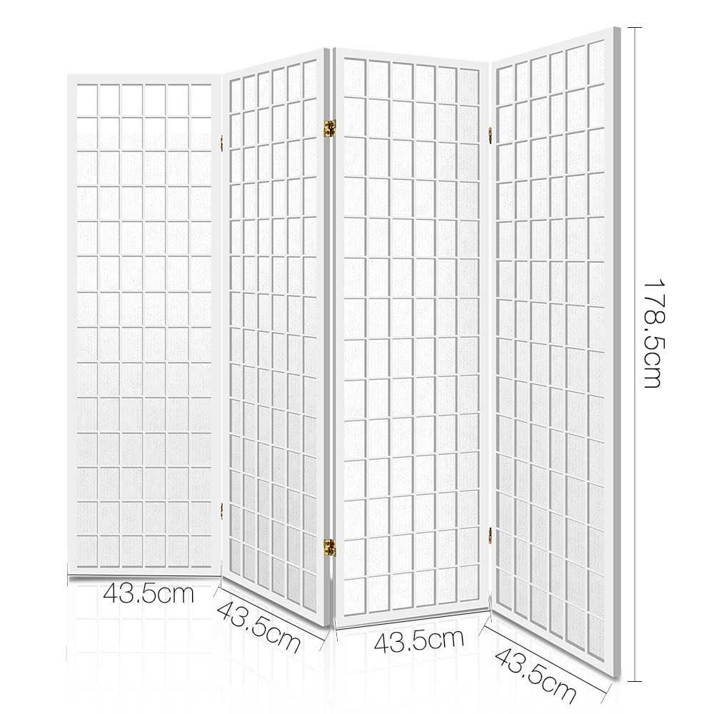 Artiss 4 Panel Wooden Room Divider - White - John Cootes