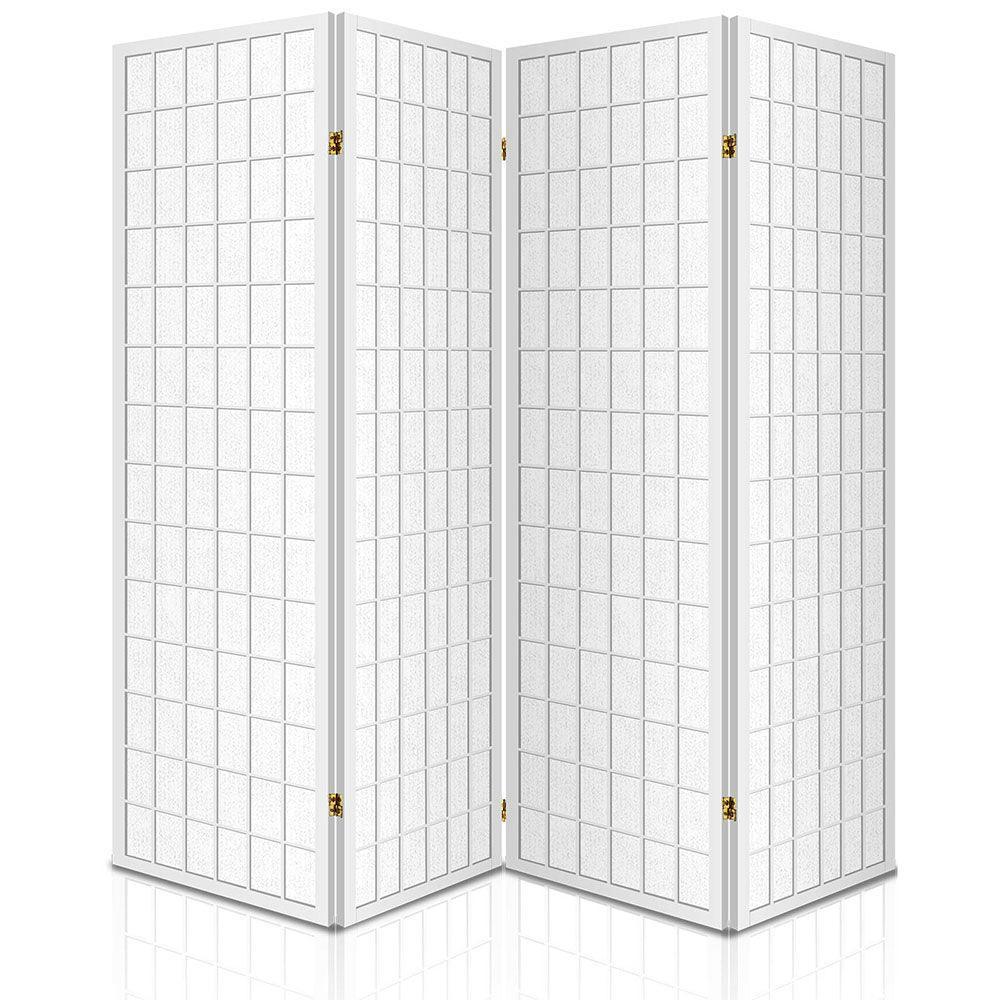 Artiss 4 Panel Wooden Room Divider - White - John Cootes