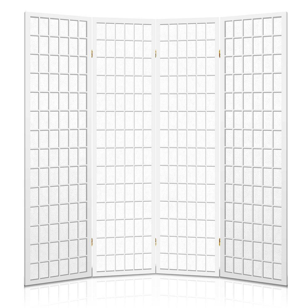 Artiss 4 Panel Wooden Room Divider - White - John Cootes