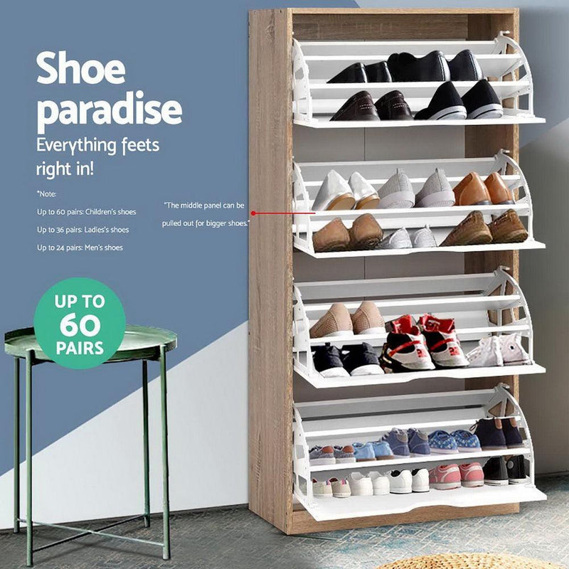 Artiss 48 Pairs Shoe Cabinet Rack Organiser Storage Shelf Wooden - John Cootes