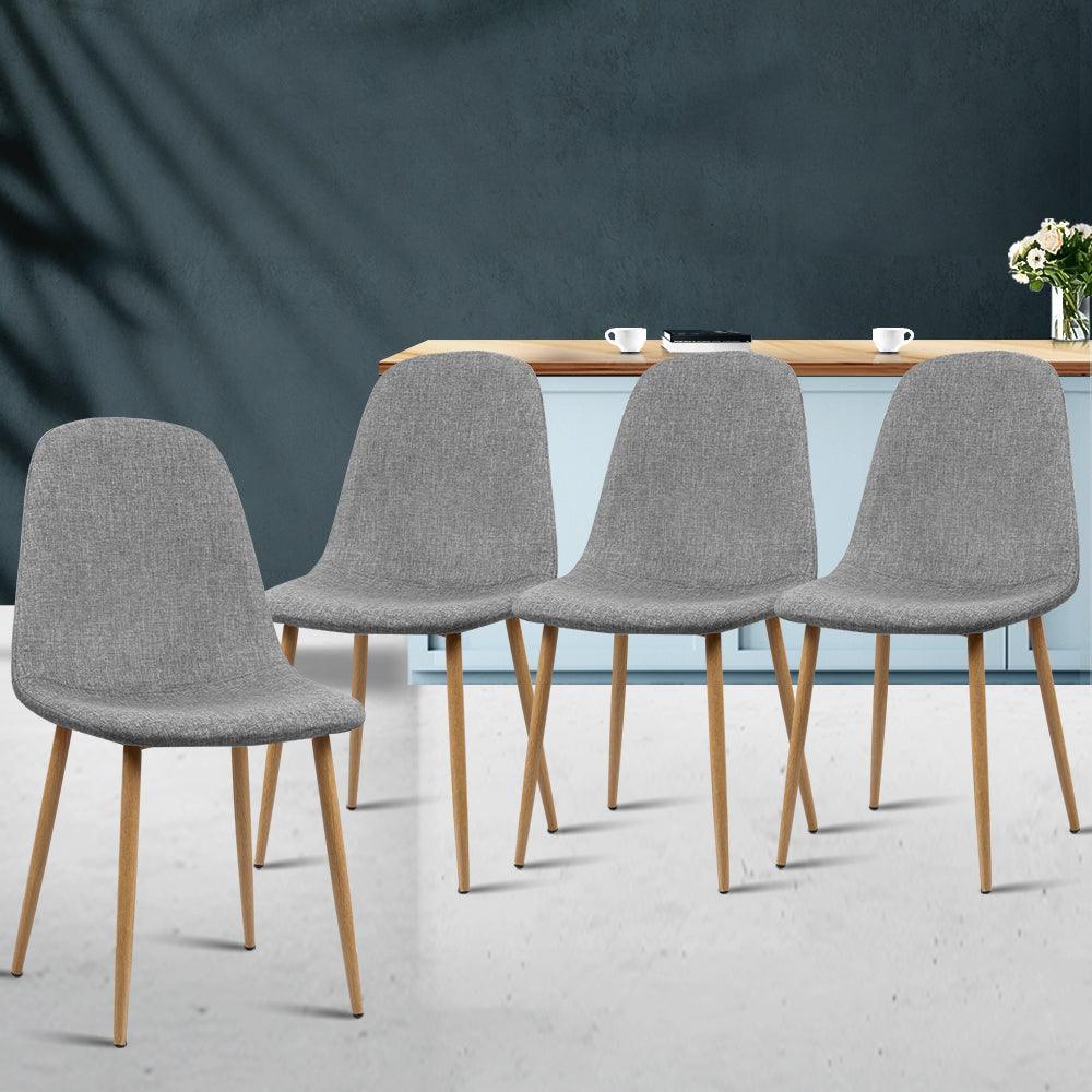 Artiss 4x Adamas Fabric Dining Chairs - Light Grey - John Cootes