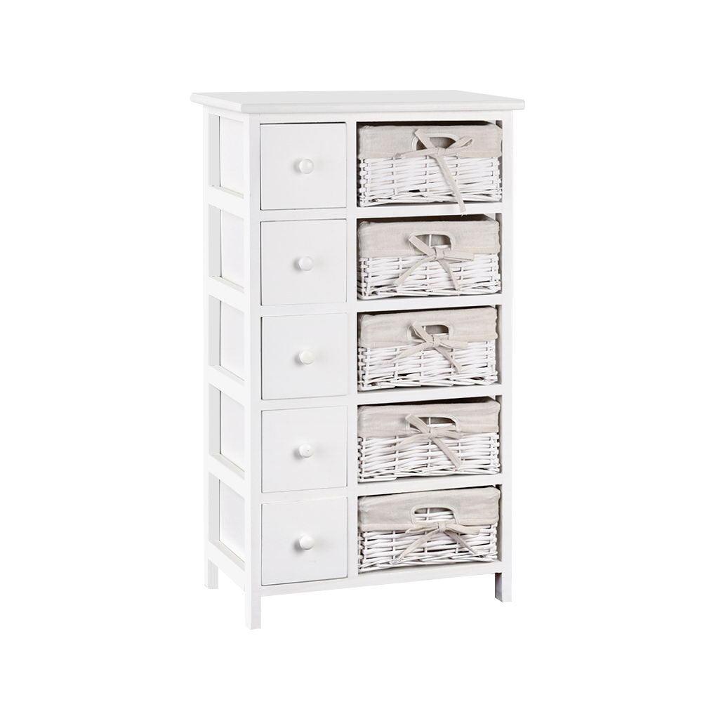 Artiss 5 Basket Storage Drawers - White - John Cootes