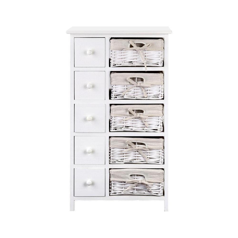 Artiss 5 Basket Storage Drawers - White - John Cootes