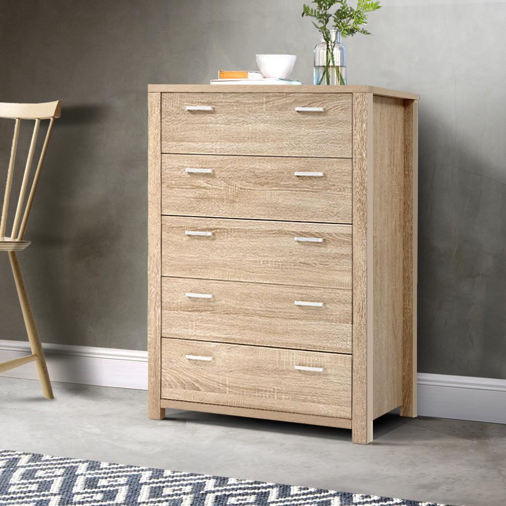 Artiss 5 Chest of Drawers Tallboy Dresser Table Bedroom Storage Cabinet - John Cootes