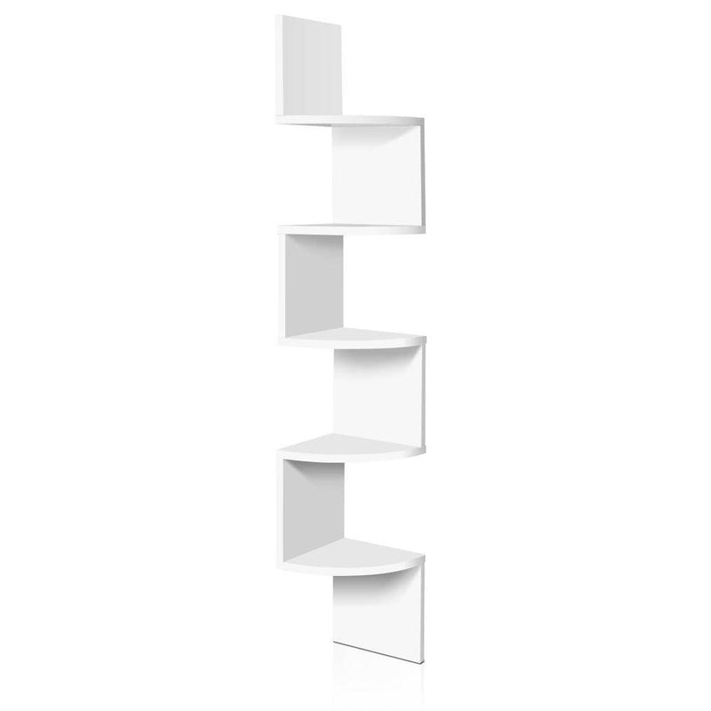 Artiss 5 Tier Corner Wall Shelf - White - John Cootes