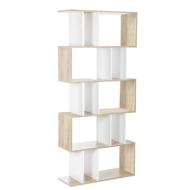 Artiss 5 Tier Display Book Storage Shelf Unit - White Brown - John Cootes