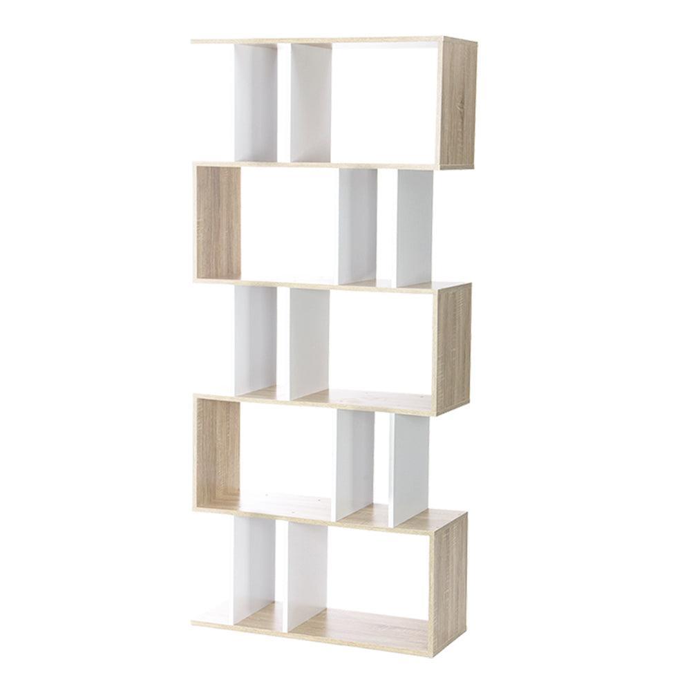 Artiss 5 Tier Display Book Storage Shelf Unit - White Brown - John Cootes