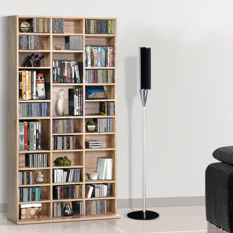 Artiss 528 DVD 1116 CD Storage Shelf Media Rack Stand Cupboard Book Unit Oak - John Cootes