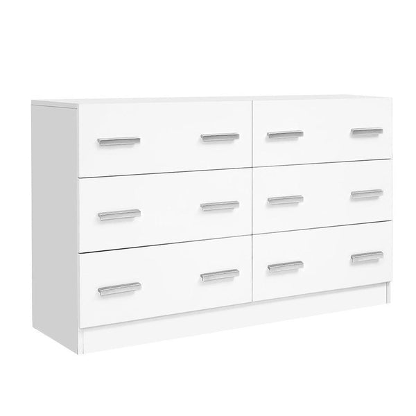 Artiss 6 Chest of Drawers Cabinet Dresser Tallboy Lowboy Storage Bedroom White - John Cootes