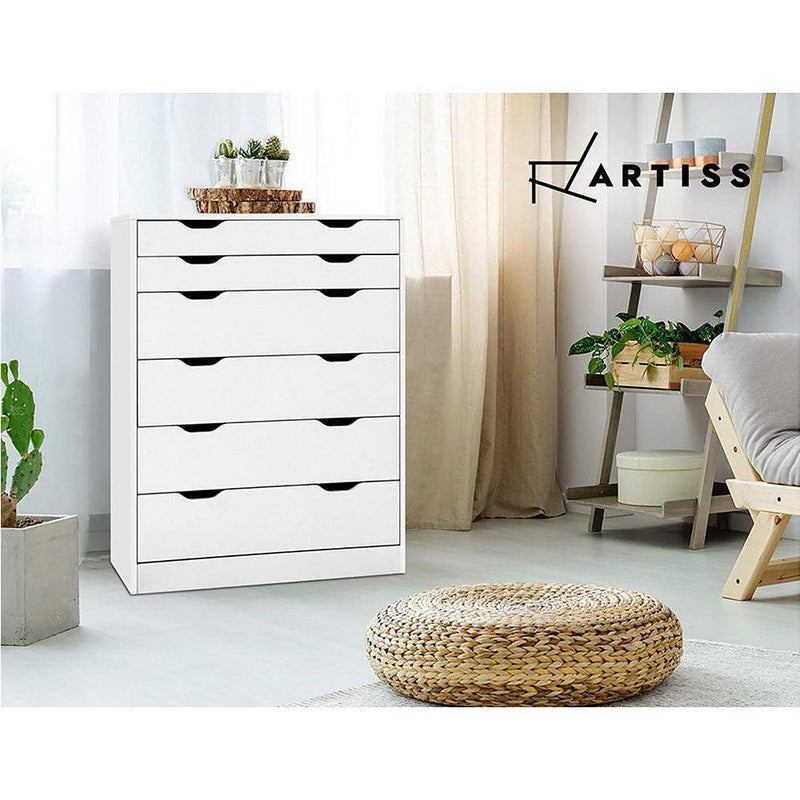 Artiss 6 Chest of Drawers Tallboy Cabinet Storage Dresser Table Bedroom Storage - John Cootes