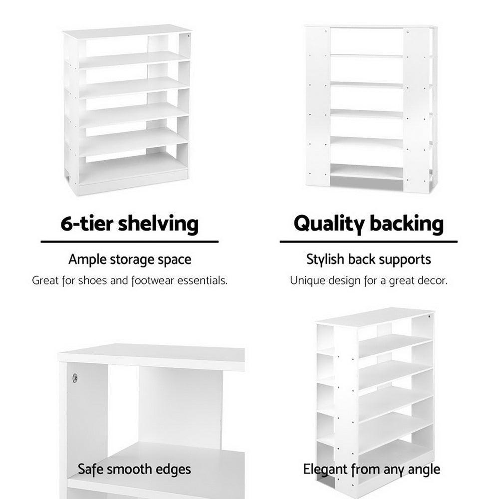 Artiss 6-Tier Shoe Rack Cabinet - White - John Cootes