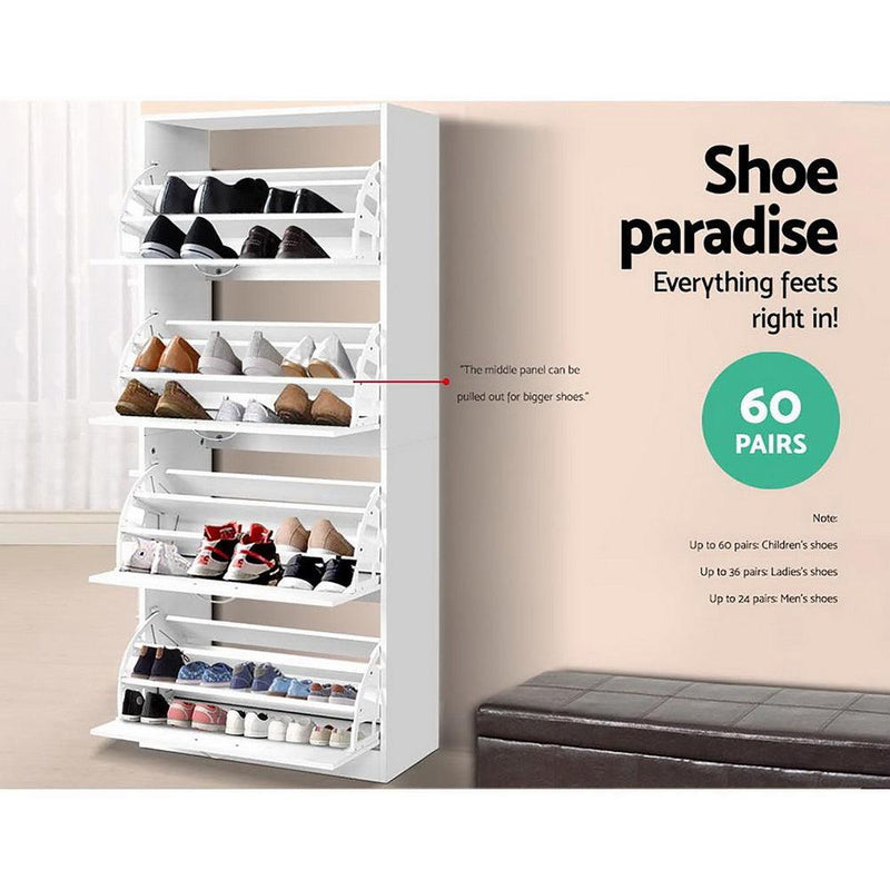 Artiss 60 Pairs Shoe Cabinet Shoes Rack Storage Organiser Shelf Cupboard Drawer - John Cootes