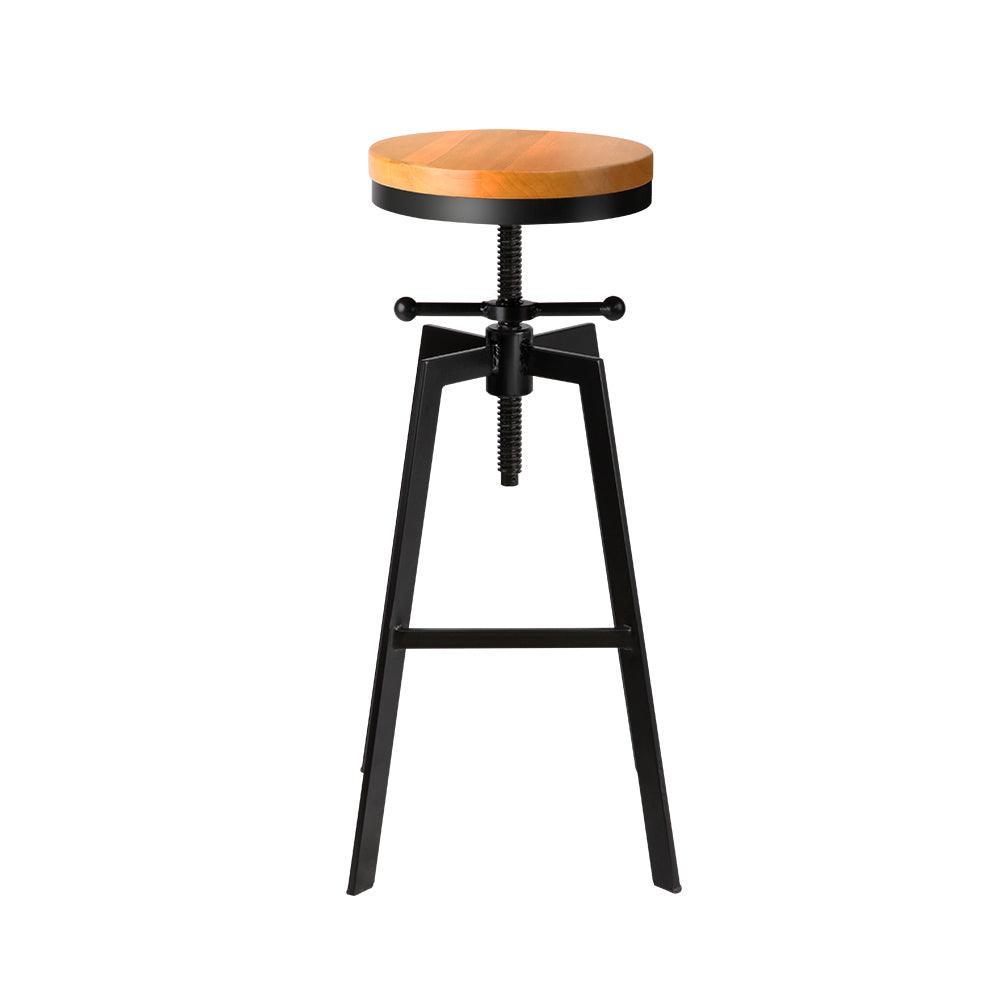 Artiss Adjustable Height Swivel Bar Stool - Black and Wood - John Cootes