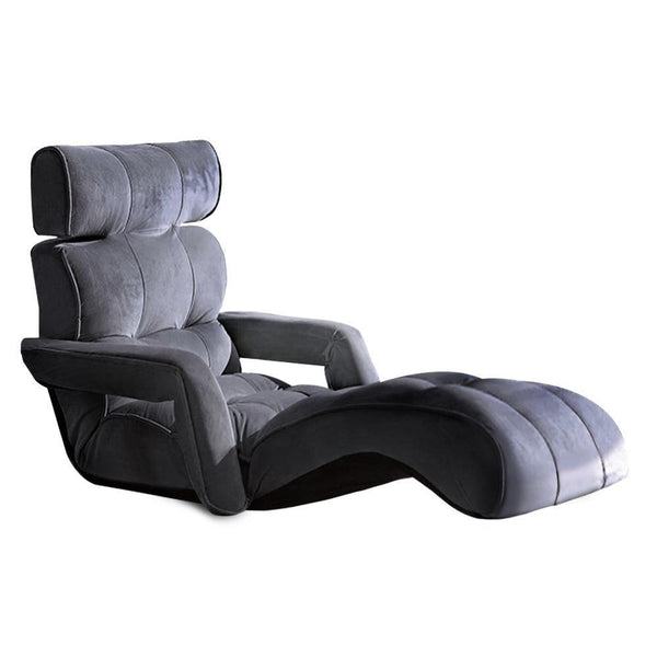 Artiss Adjustable Lounger with Arms - Charcoal - John Cootes