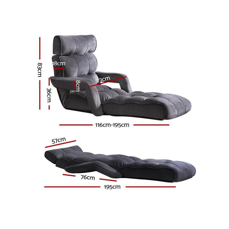 Artiss Adjustable Lounger with Arms - Charcoal - John Cootes