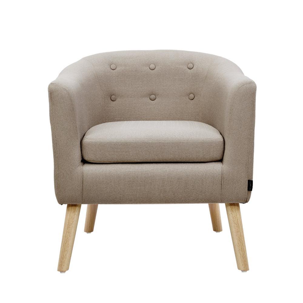 Artiss ADORA Armchair Tub Chair Single Accent Armchairs Sofa Lounge Fabric Beige - John Cootes