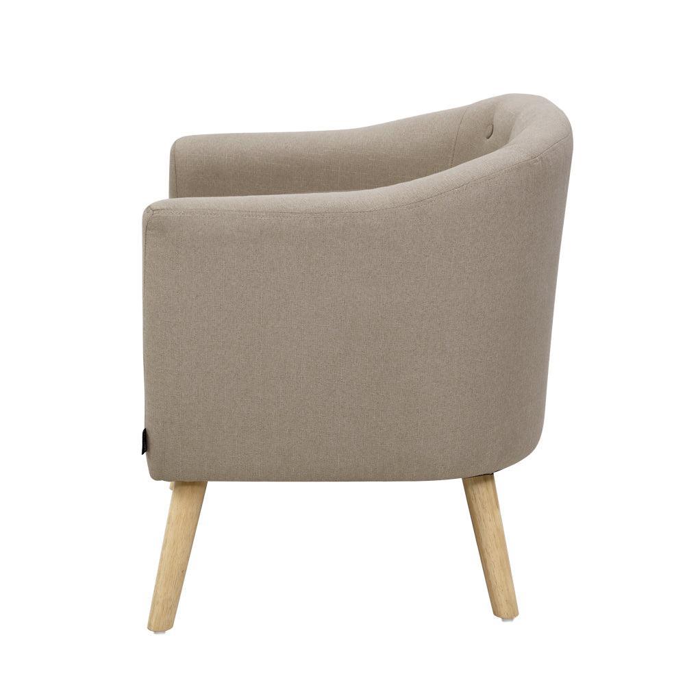 Artiss ADORA Armchair Tub Chair Single Accent Armchairs Sofa Lounge Fabric Beige - John Cootes