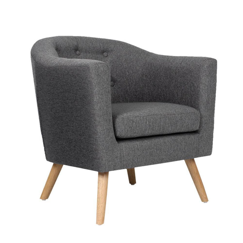 Artiss ADORA Armchair Tub Chair Single Accent Armchairs Sofa Lounge Fabric Grey - John Cootes
