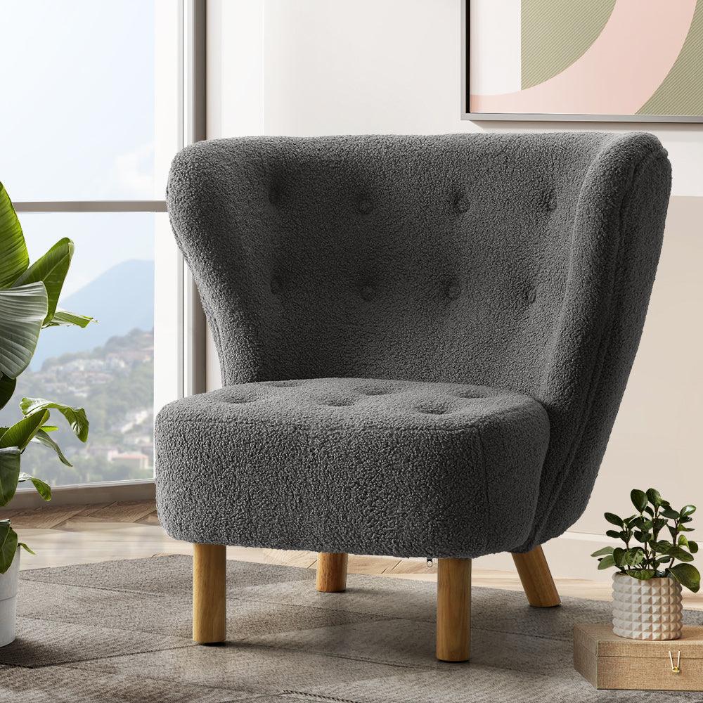 Artiss Armchair Lounge Accent Chair Armchairs Couch Chairs Sofa Bedroom Charcoal - John Cootes