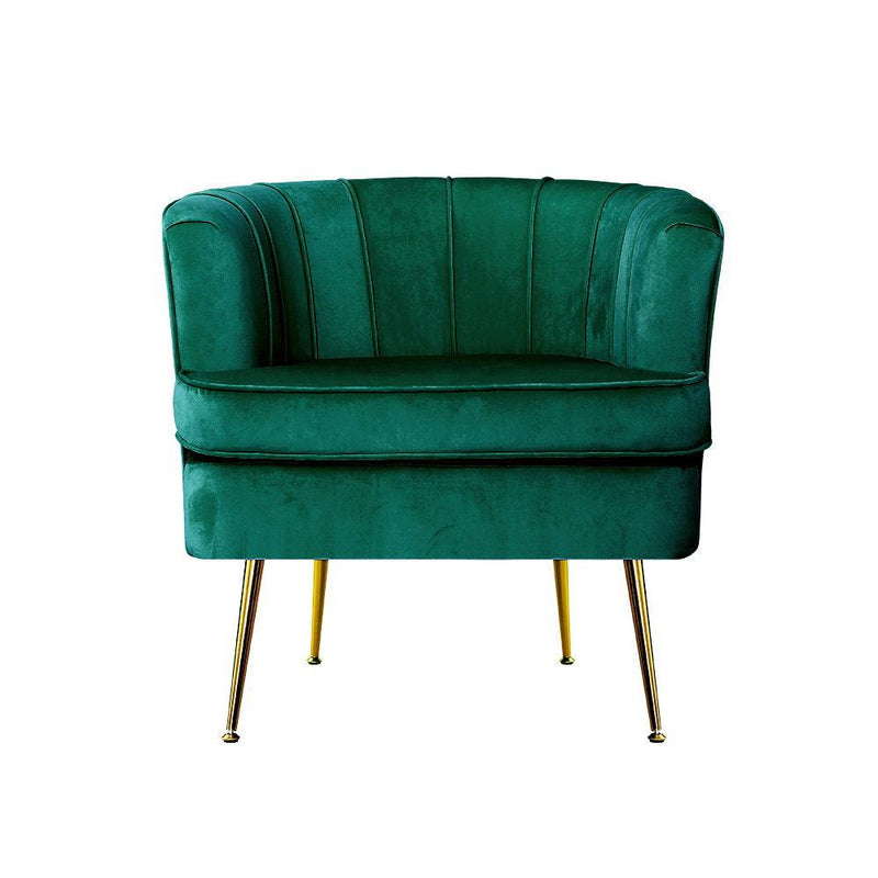 Artiss Armchair Lounge Accent Chair Armchairs Sofa Chairs Velvet Green Couch - John Cootes