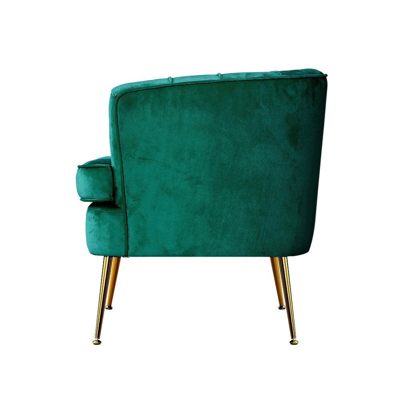 Artiss Armchair Lounge Accent Chair Armchairs Sofa Chairs Velvet Green Couch - John Cootes