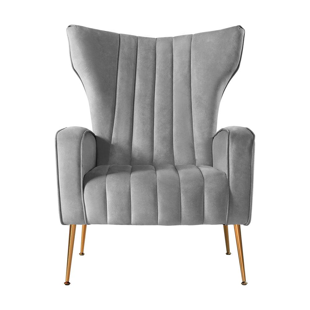 Artiss Armchair Lounge Accent Chairs Armchairs Chair Velvet Sofa Grey Seat - John Cootes