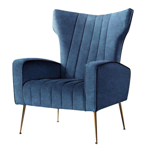 Artiss Armchair Lounge Accent Chairs Armchairs Chair Velvet Sofa Navy Blue Seat - John Cootes