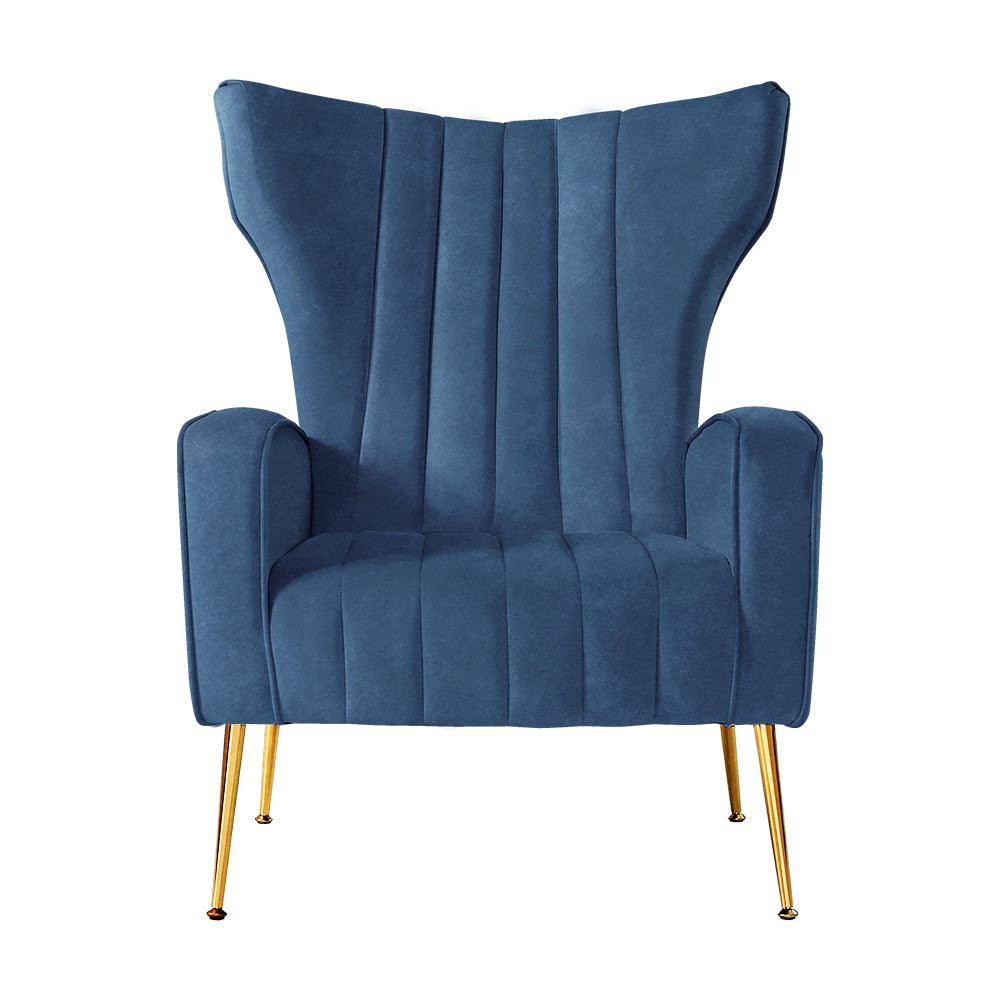 Artiss Armchair Lounge Accent Chairs Armchairs Chair Velvet Sofa Navy Blue Seat - John Cootes