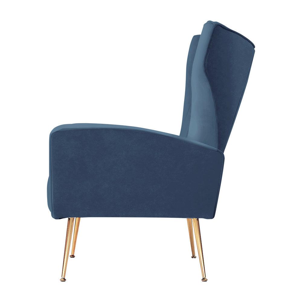 Artiss Armchair Lounge Accent Chairs Armchairs Chair Velvet Sofa Navy Blue Seat - John Cootes