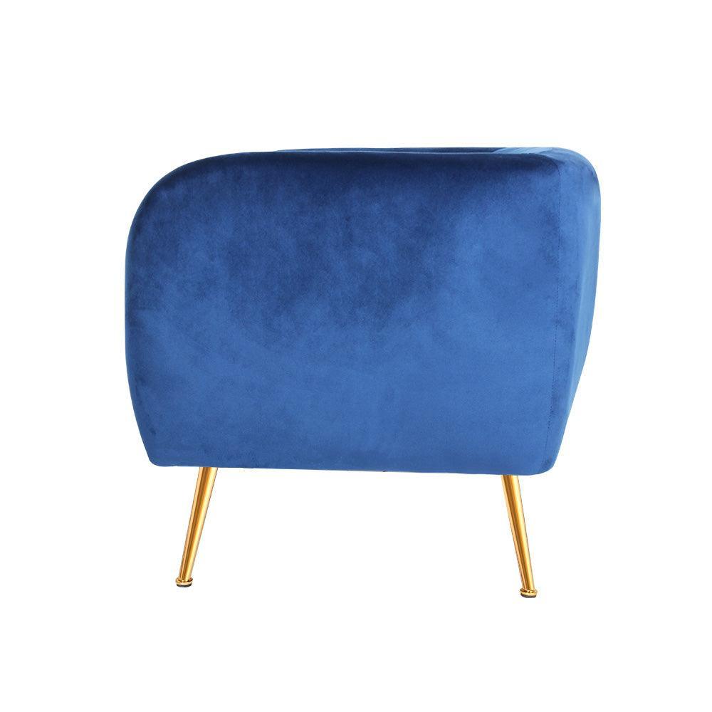 Artiss Armchair Lounge Arm Chair Sofa Accent Armchairs Chairs Couch Velvet Navy - John Cootes