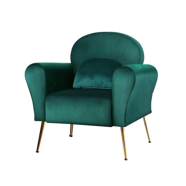 Artiss Armchair Lounge Chair Accent Armchairs Chairs Sofa Green Cushion Velvet - John Cootes