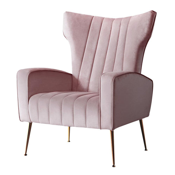 Artiss Armchair Lounge Chair Accent Armchairs Chairs Velvet Sofa Pink Seat - John Cootes