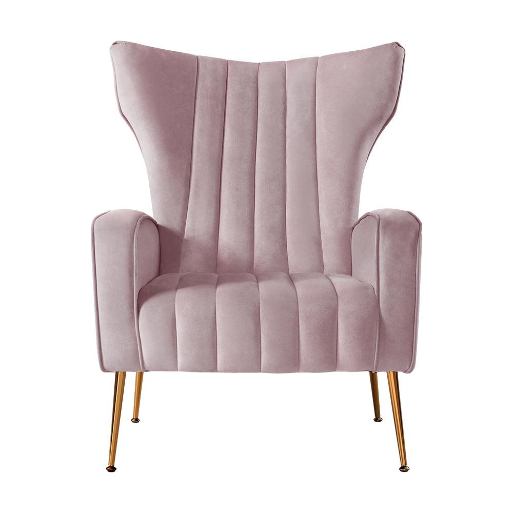 Artiss Armchair Lounge Chair Accent Armchairs Chairs Velvet Sofa Pink Seat - John Cootes