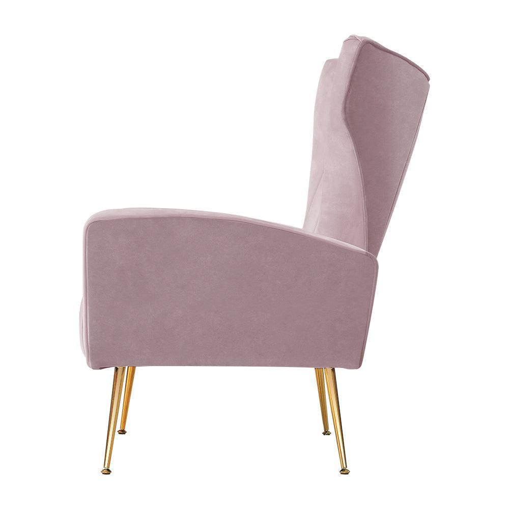 Artiss Armchair Lounge Chair Accent Armchairs Chairs Velvet Sofa Pink Seat - John Cootes