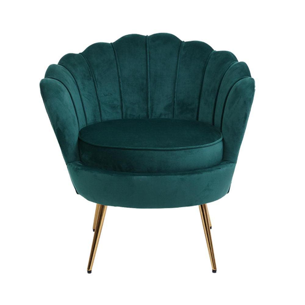 Artiss Armchair Lounge Chair Accent Armchairs Retro Lounge Accent Chair Single Sofa Velvet Shell Back Seat Green - John Cootes