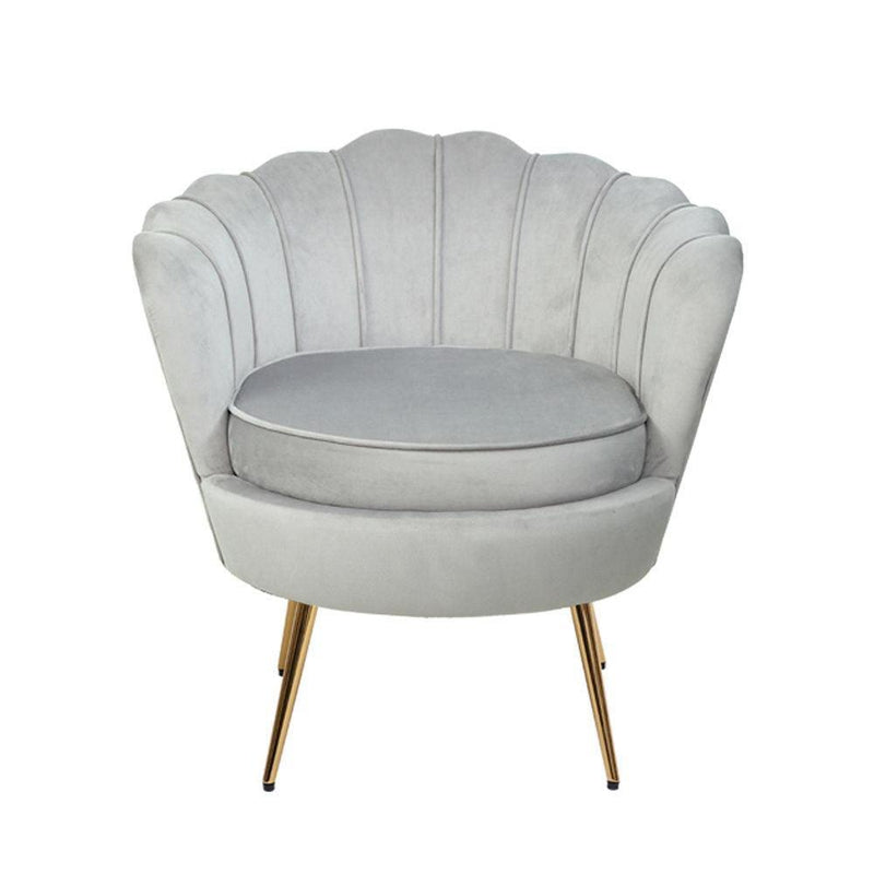 Artiss Armchair Lounge Chair Accent Armchairs Retro Single Sofa Velvet Grey - John Cootes