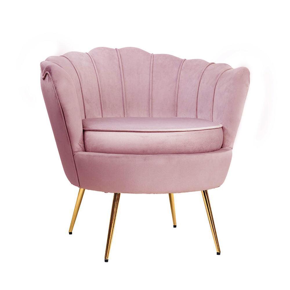 Artiss Armchair Lounge Chair Accent Armchairs Retro Single Sofa Velvet Pink - John Cootes