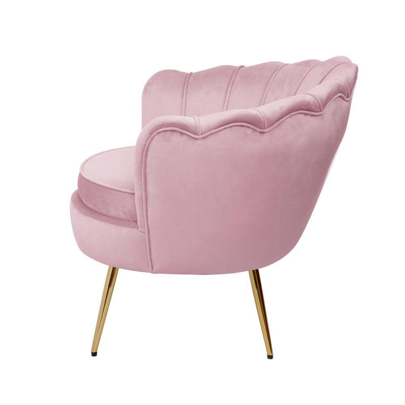 Artiss Armchair Lounge Chair Accent Armchairs Retro Single Sofa Velvet Pink - John Cootes