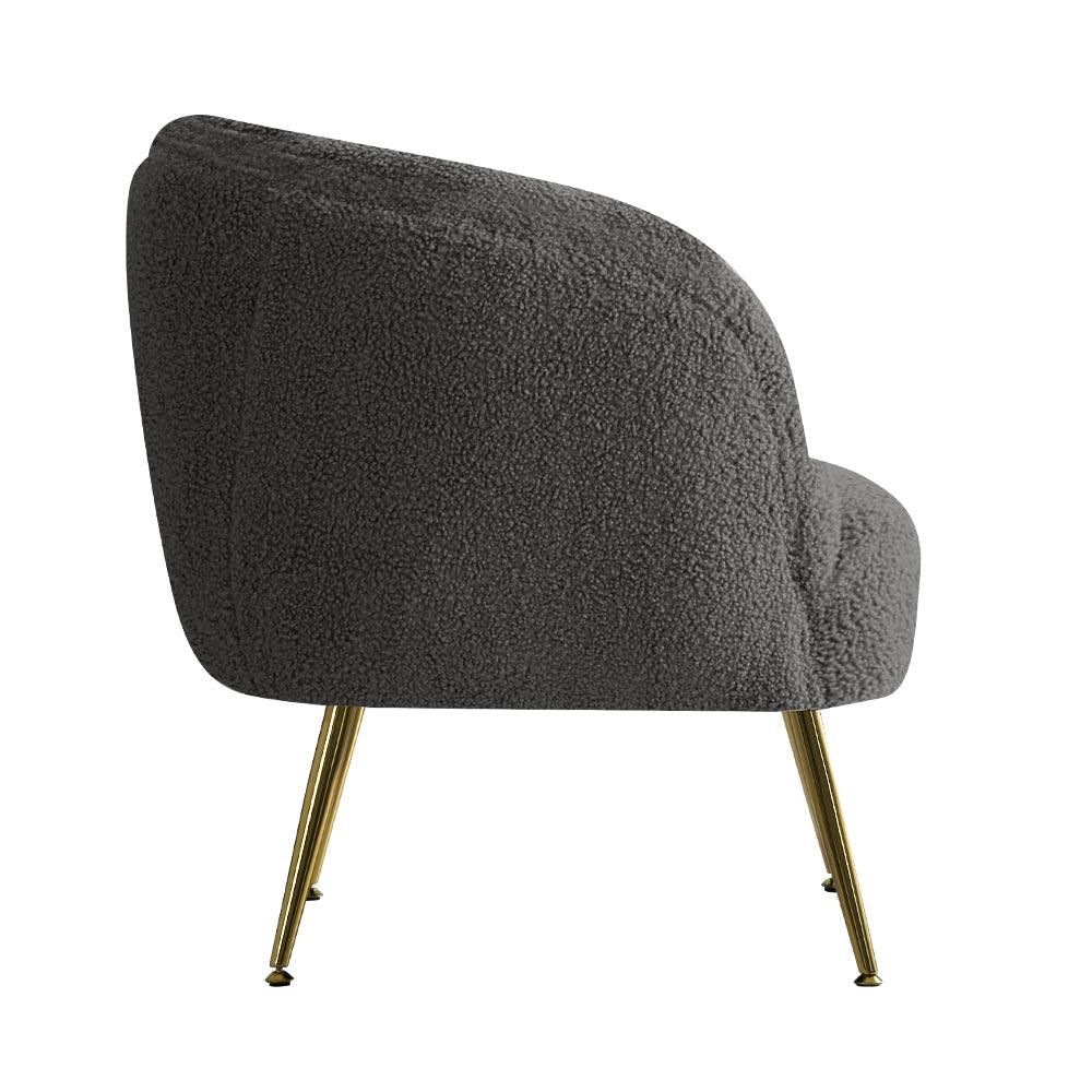 Artiss Armchair Lounge Chair Accent Chairs Arm Armchairs Sherpa Boucle Charcoal - John Cootes