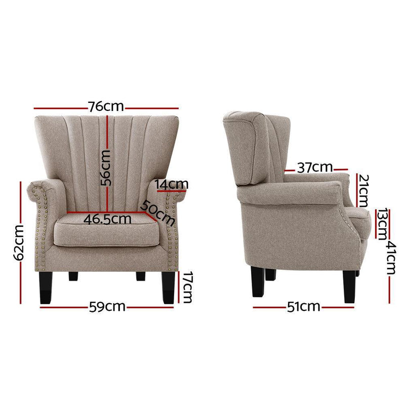 Artiss Armchair Lounge Chair Accent Chairs Armchairs Fabric Single Sofa Beige - John Cootes