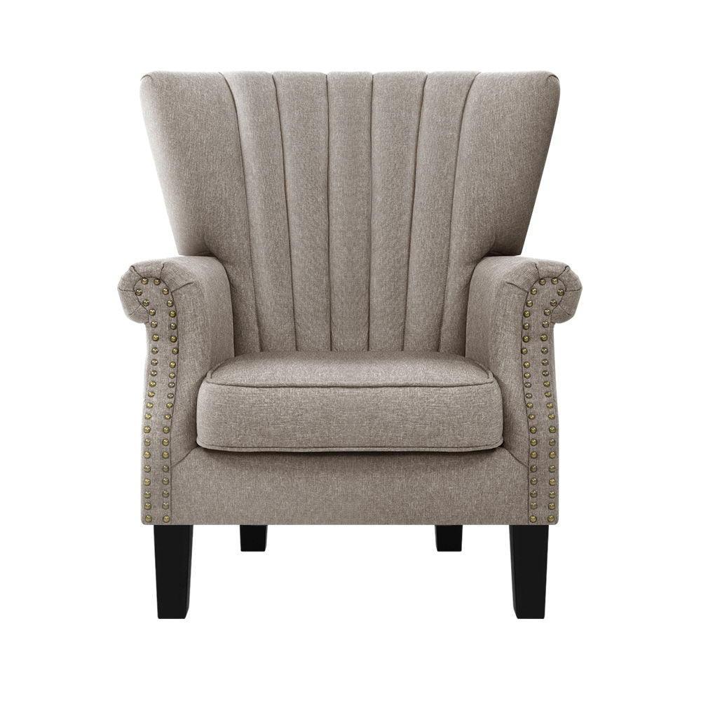 Artiss Armchair Lounge Chair Accent Chairs Armchairs Fabric Single Sofa Beige - John Cootes