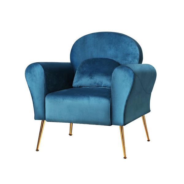 Artiss Armchair Lounge Chair Accent Chairs Armchairs Sofa Navy Velvet Cushion - John Cootes