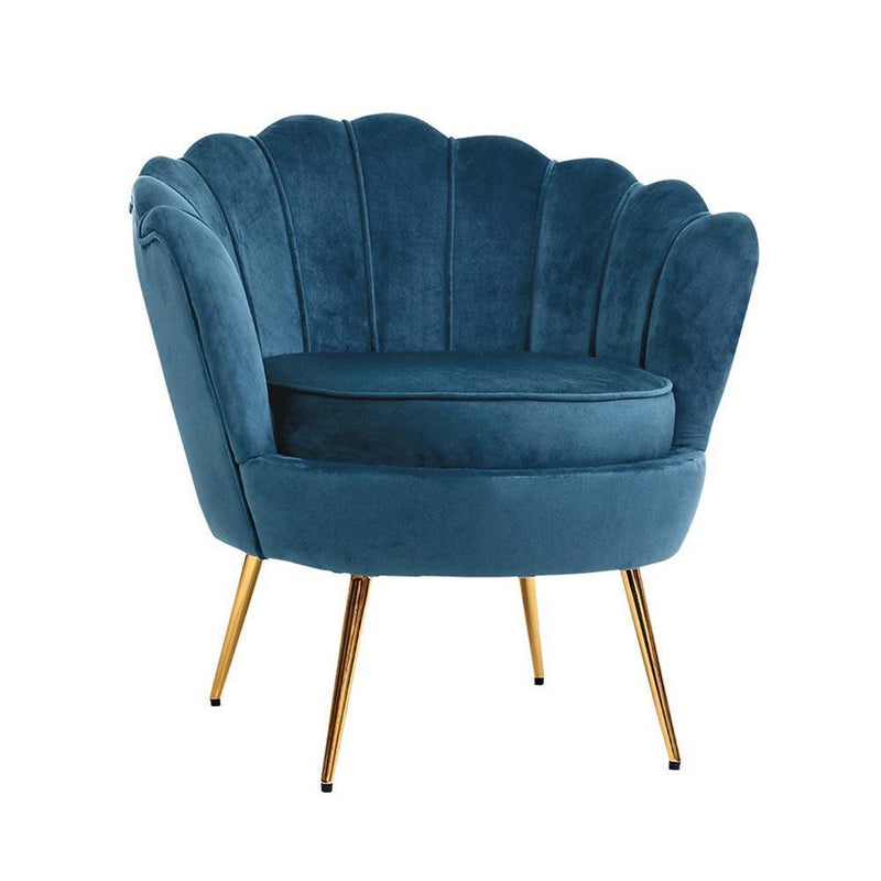 Artiss Armchair Lounge Chair Accent Retro Armchairs Lounge Shell Velvet Navy - John Cootes