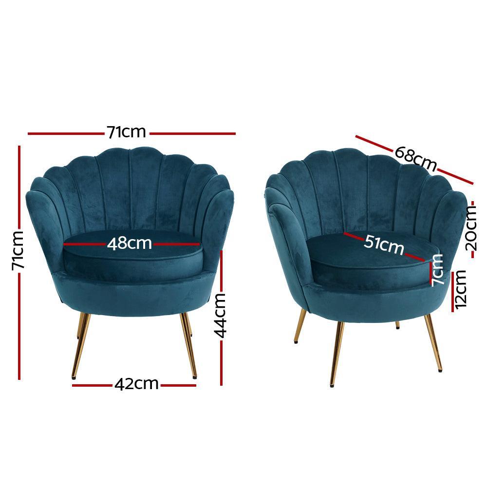 Artiss Armchair Lounge Chair Accent Retro Armchairs Lounge Shell Velvet Navy - John Cootes