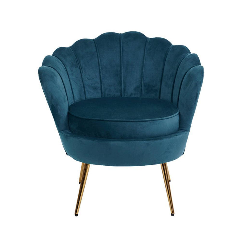 Artiss Armchair Lounge Chair Accent Retro Armchairs Lounge Shell Velvet Navy - John Cootes
