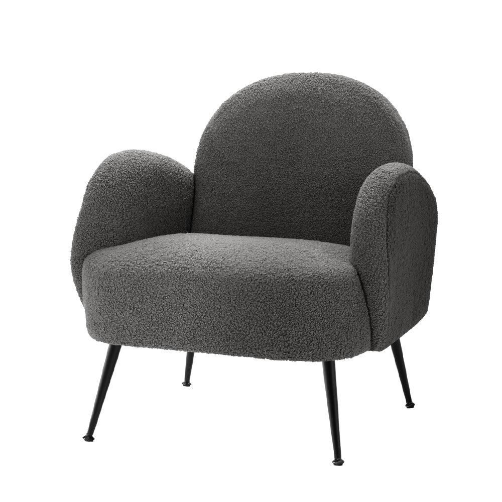 Artiss Armchair Lounge Chair Armchairs Accent Arm Chairs Sherpa Boucle Charcoal - John Cootes