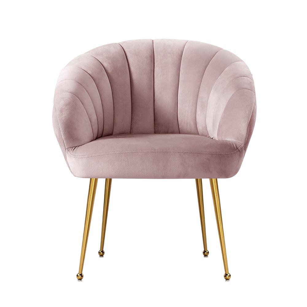 Artiss Armchair Lounge Chair Armchairs Accent Chairs Velvet Sofa Pink Couch - John Cootes