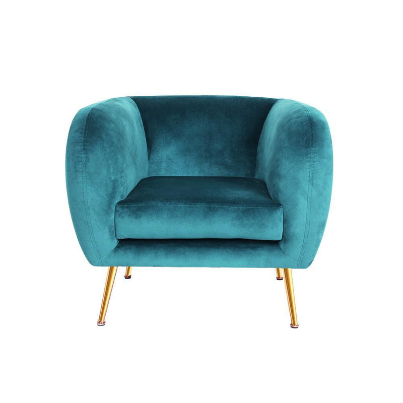 Artiss Armchair Lounge Sofa Arm Chair Accent Chairs Armchairs Couch Velvet Green - John Cootes